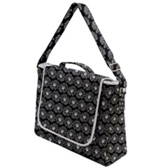 Black And White Gerbera Daisy Vector Tile Pattern Box Up Messenger Bag by GardenOfOphir