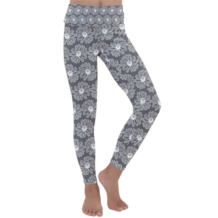 Gerbera Daisy Vector Tile Pattern Kids  Lightweight Velour Classic Yoga Leggings