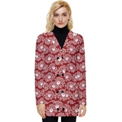 Gerbera Daisy Vector Tile Pattern Button Up Hooded Coat  by GardenOfOphir