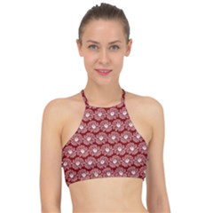 Gerbera Daisy Vector Tile Pattern Racer Front Bikini Top by GardenOfOphir