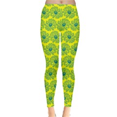 Gerbera Daisy Vector Tile Pattern Leggings  by GardenOfOphir