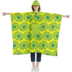 Gerbera Daisy Vector Tile Pattern Women s Hooded Rain Ponchos