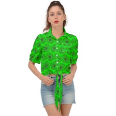 Gerbera Daisy Vector Tile Pattern Tie Front Shirt 