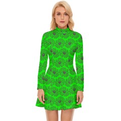 Gerbera Daisy Vector Tile Pattern Long Sleeve Velour Longline Dress by GardenOfOphir