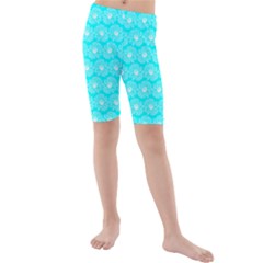 Gerbera Daisy Vector Tile Pattern Kids  Mid Length Swim Shorts