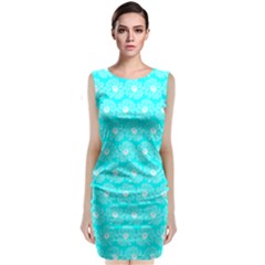 Gerbera Daisy Vector Tile Pattern Sleeveless Velvet Midi Dress by GardenOfOphir