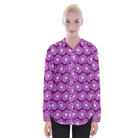 Gerbera Daisy Vector Tile Pattern Womens Long Sleeve Shirt by GardenOfOphir