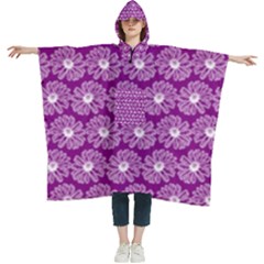 Gerbera Daisy Vector Tile Pattern Women s Hooded Rain Ponchos