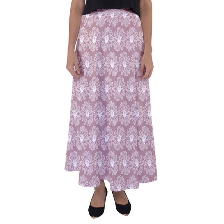 Gerbera Daisy Vector Tile Pattern Flared Maxi Skirt