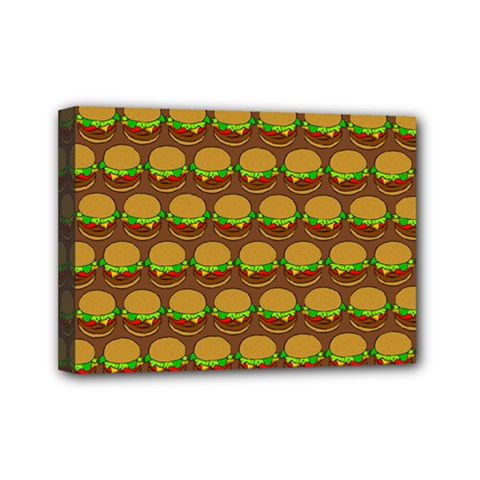 Burger Snadwich Food Tile Pattern Mini Canvas 7  x 5  (Stretched)