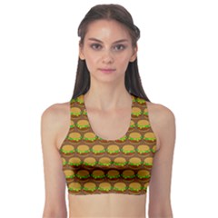 Burger Snadwich Food Tile Pattern Sports Bra by GardenOfOphir