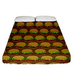 Burger Snadwich Food Tile Pattern Fitted Sheet (Queen Size)