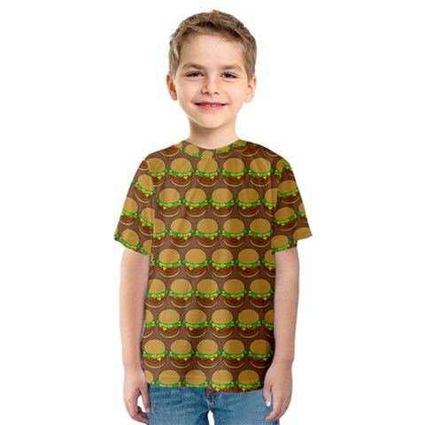 Burger Snadwich Food Tile Pattern Kids  Sport Mesh Tee by GardenOfOphir