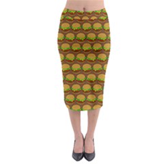 Burger Snadwich Food Tile Pattern Midi Pencil Skirt