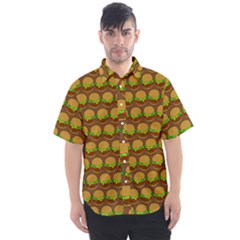 Burger Snadwich Food Tile Pattern Men s Short Sleeve Shirt