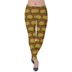 Burger Snadwich Food Tile Pattern Velvet Leggings