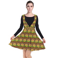 Burger Snadwich Food Tile Pattern Plunge Pinafore Dress