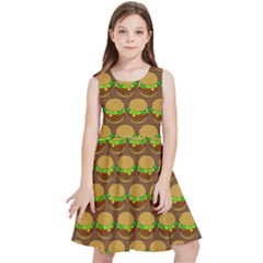 Burger Snadwich Food Tile Pattern Kids  Skater Dress by GardenOfOphir