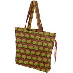 Burger Snadwich Food Tile Pattern Drawstring Tote Bag