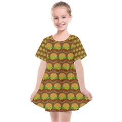 Burger Snadwich Food Tile Pattern Kids  Smock Dress