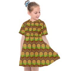 Burger Snadwich Food Tile Pattern Kids  Sailor Dress