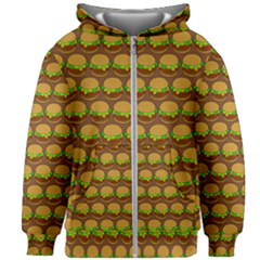 Burger Snadwich Food Tile Pattern Kids  Zipper Hoodie Without Drawstring by GardenOfOphir
