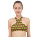 Burger Snadwich Food Tile Pattern High Neck Bikini Top View1