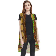 Burger Snadwich Food Tile Pattern Sleeveless Chiffon Waistcoat Shirt