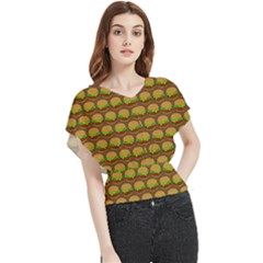 Burger Snadwich Food Tile Pattern Butterfly Chiffon Blouse