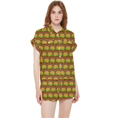 Burger Snadwich Food Tile Pattern Chiffon Lounge Set