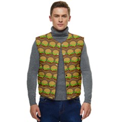 Burger Snadwich Food Tile Pattern Men s Short Button Up Puffer Vest	