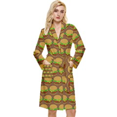 Burger Snadwich Food Tile Pattern Long Sleeve Velvet Robe