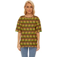 Burger Snadwich Food Tile Pattern Oversized Basic Tee