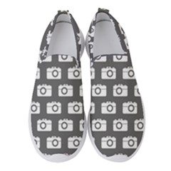 Modern Chic Vector Camera Illustration Pattern Women s Slip On Sneakers