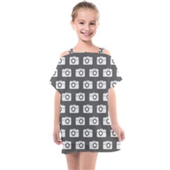 Modern Chic Vector Camera Illustration Pattern Kids  One Piece Chiffon Dress by GardenOfOphir