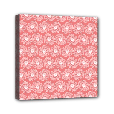 Coral Pink Gerbera Daisy Vector Tile Pattern Mini Canvas 6  X 6  (stretched) by GardenOfOphir