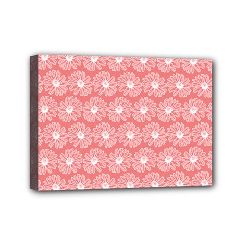 Coral Pink Gerbera Daisy Vector Tile Pattern Mini Canvas 7  x 5  (Stretched)