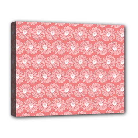 Coral Pink Gerbera Daisy Vector Tile Pattern Deluxe Canvas 20  x 16  (Stretched)