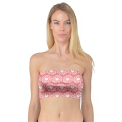 Coral Pink Gerbera Daisy Vector Tile Pattern Bandeau Top