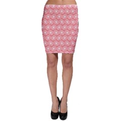 Coral Pink Gerbera Daisy Vector Tile Pattern Bodycon Skirt by GardenOfOphir