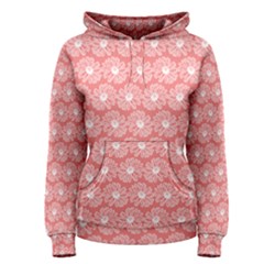 Coral Pink Gerbera Daisy Vector Tile Pattern Women s Pullover Hoodie