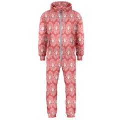 Coral Pink Gerbera Daisy Vector Tile Pattern Hooded Jumpsuit (Men)