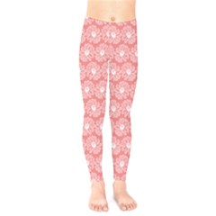 Coral Pink Gerbera Daisy Vector Tile Pattern Kids  Leggings