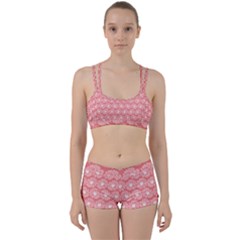 Coral Pink Gerbera Daisy Vector Tile Pattern Perfect Fit Gym Set