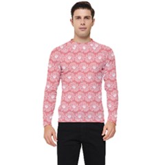 Coral Pink Gerbera Daisy Vector Tile Pattern Men s Long Sleeve Rash Guard by GardenOfOphir