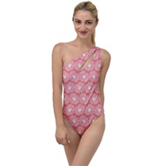 Coral Pink Gerbera Daisy Vector Tile Pattern To One Side Swimsuit