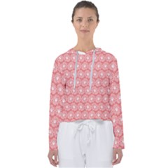 Coral Pink Gerbera Daisy Vector Tile Pattern Women s Slouchy Sweat