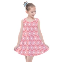 Coral Pink Gerbera Daisy Vector Tile Pattern Kids  Summer Dress by GardenOfOphir