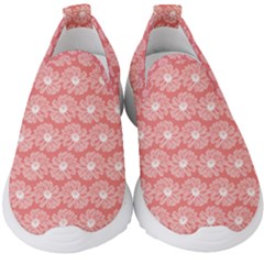 Coral Pink Gerbera Daisy Vector Tile Pattern Kids  Slip On Sneakers