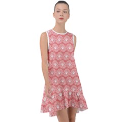 Coral Pink Gerbera Daisy Vector Tile Pattern Frill Swing Dress